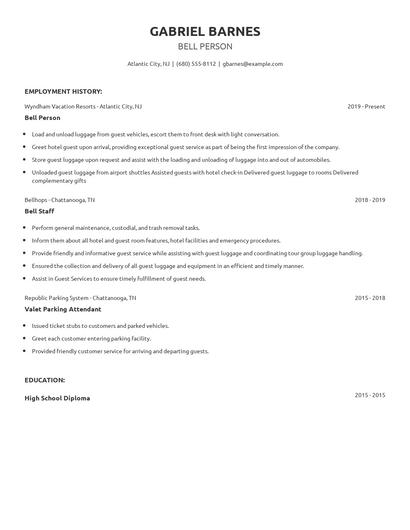 Bell Person Resume