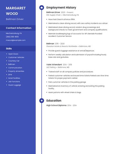 Bellman Driver Resume