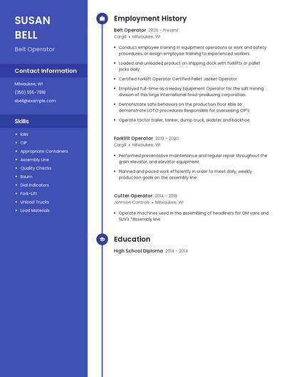 Belt Operator Resume