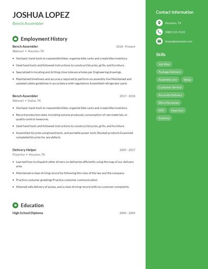 Bench Assembler Resume