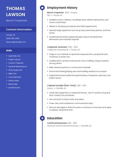 Bench Carpenter Resume
