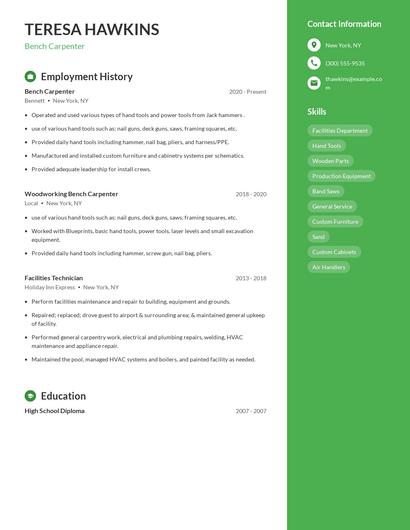Bench Carpenter Resume