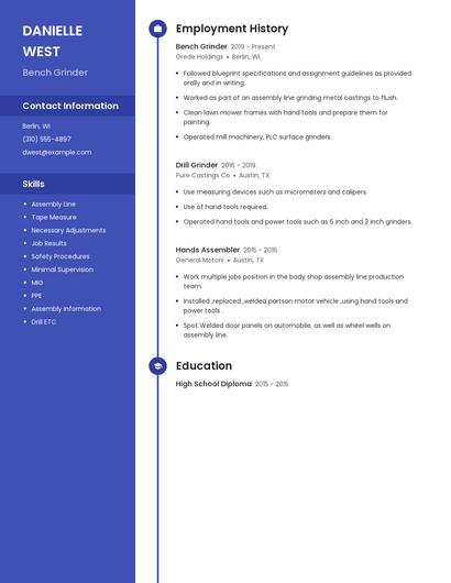 Bench Grinder Resume