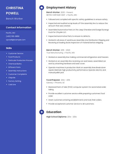 Bench Worker Resume