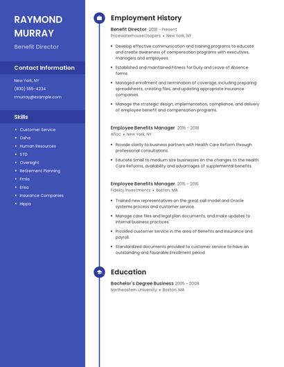 Benefit Director Resume