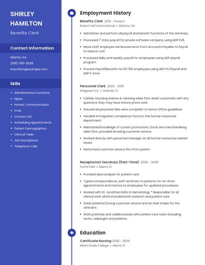 Benefits Clerk Resume