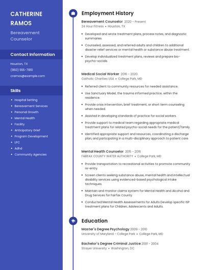 Bereavement Counselor Resume