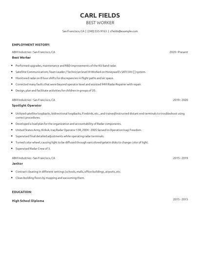 Best Worker Resume