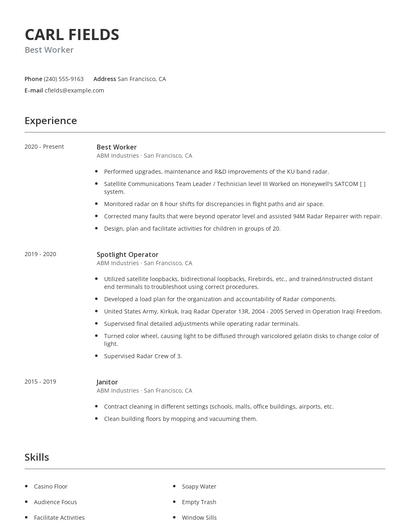 Best Worker Resume