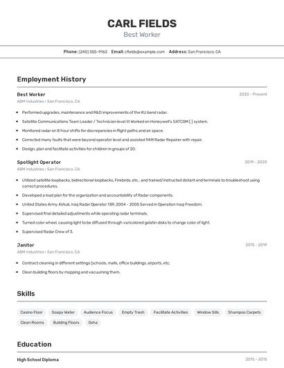 Best Worker Resume