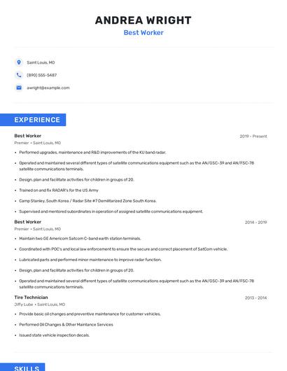 Best Worker Resume
