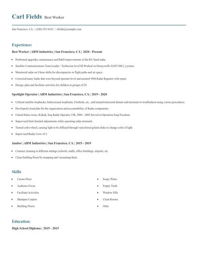 Best Worker Resume