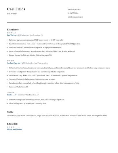 Best Worker Resume