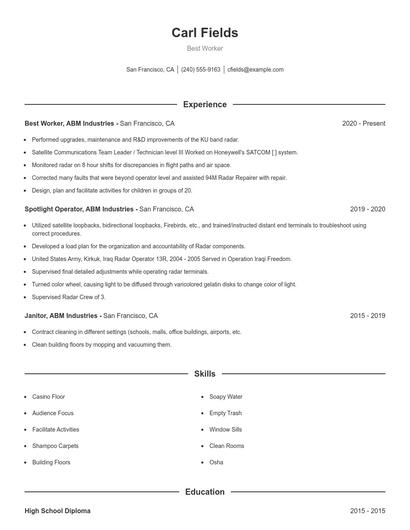 Best Worker Resume