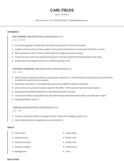 Best Worker Resume