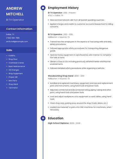BI Tri Operator Resume