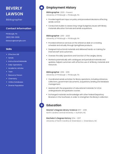 Bibliographer Resume