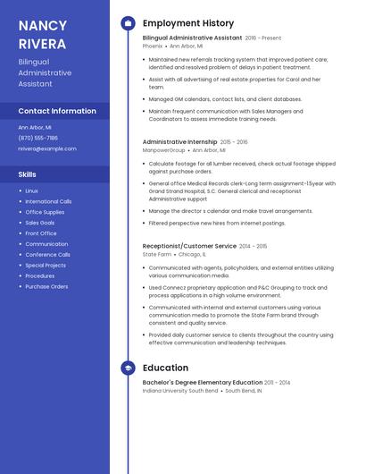 Bilingual Administrative Assistant Resume