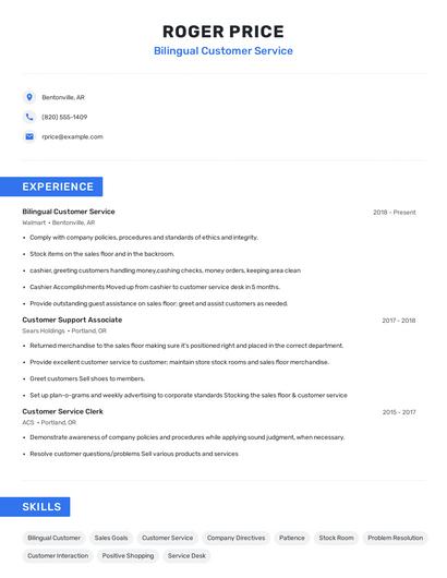 Bilingual Customer Service Resume