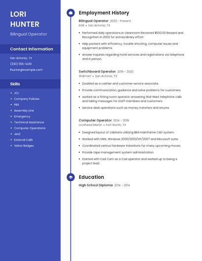 Bilingual Operator Resume