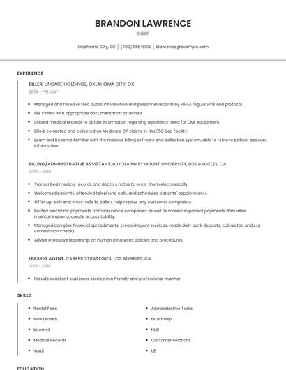 Biller Resume