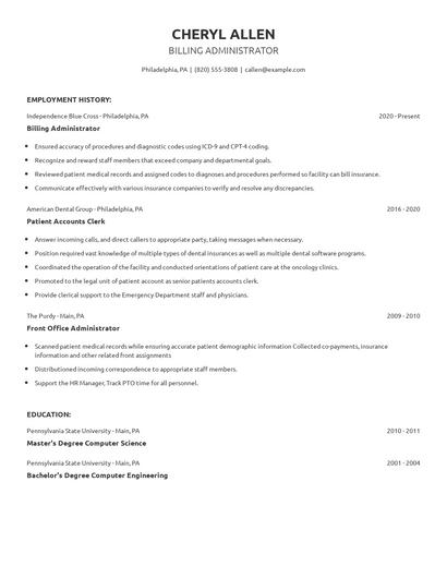 Billing Administrator Resume