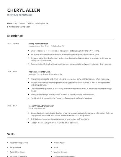 Billing Administrator Resume