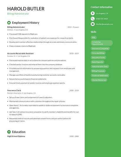 Billing Administrator Resume