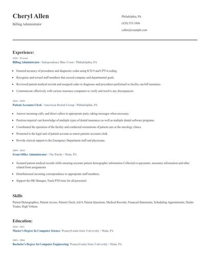 Billing Administrator Resume