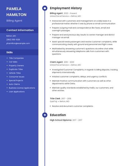 Billing Agent Resume