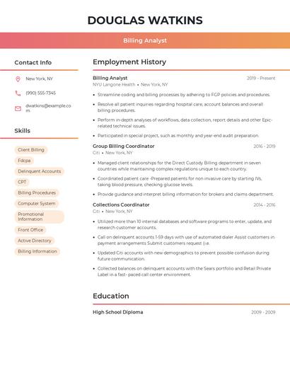 Billing Analyst Resume