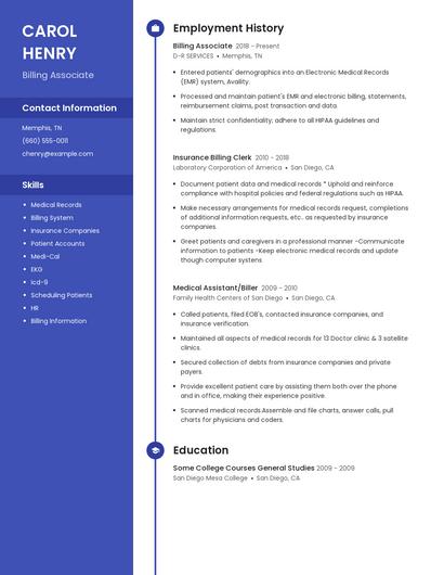 Billing Associate Resume
