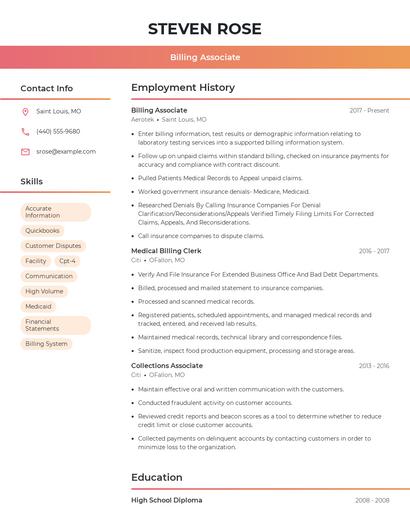 Billing Associate Resume