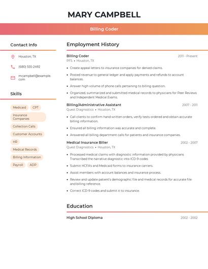 Billing Coder Resume