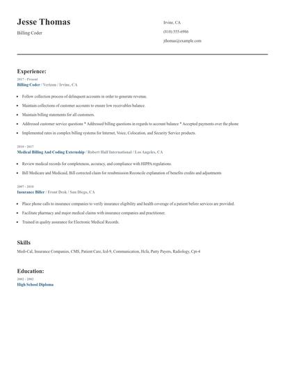 Billing Coder Resume