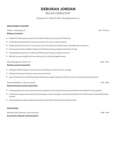 Billing Consultant Resume