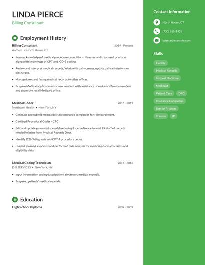 Billing Consultant Resume