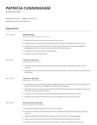 Billing Manager Resume