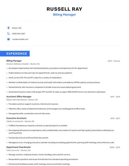 Billing Manager Resume
