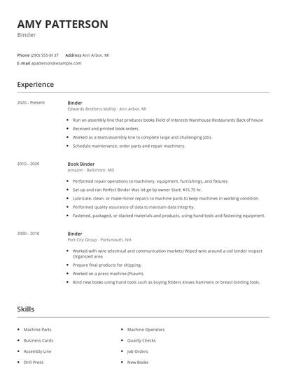 Binder Resume