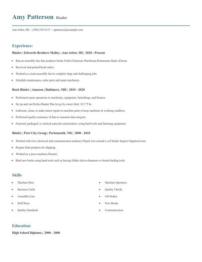 Binder Resume