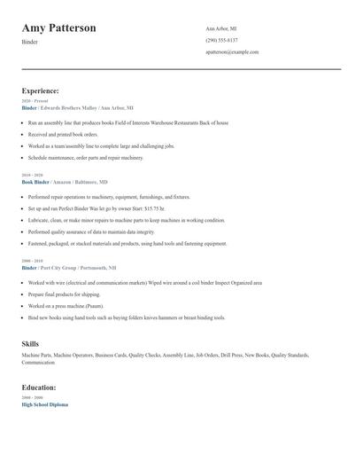 Binder Resume