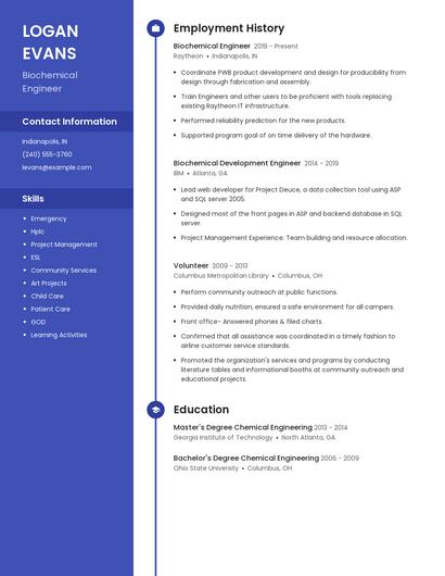 Biochemical Engineer Resume