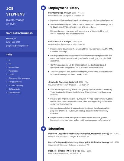 Bioinformatics Analyst Resume