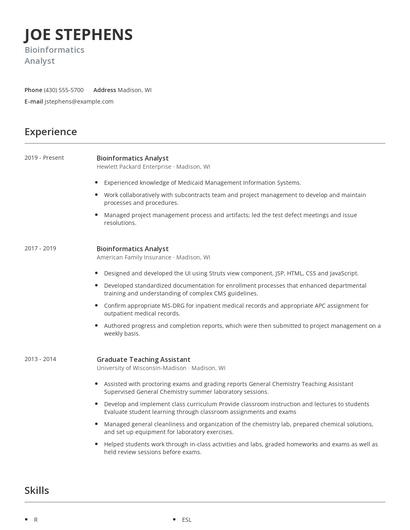 Bioinformatics Analyst Resume