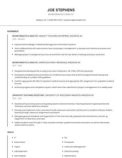 Bioinformatics Analyst Resume