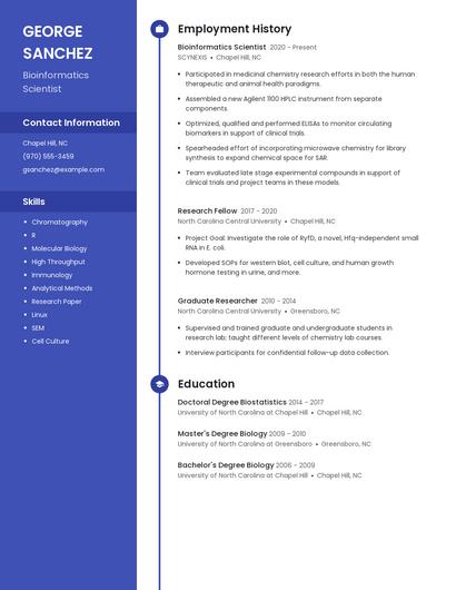 Bioinformatics Scientist Resume