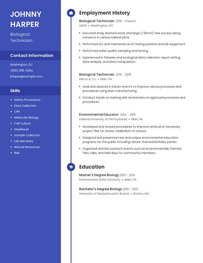 Biological Technician Resume