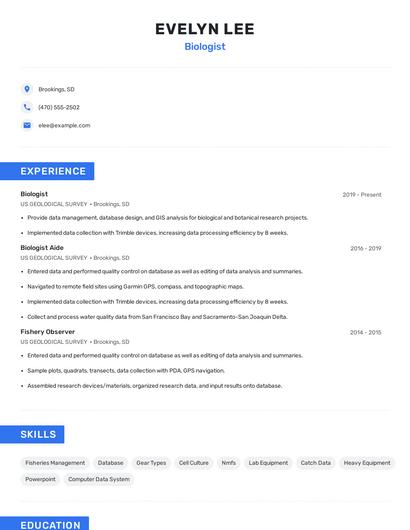 Biologist Resume