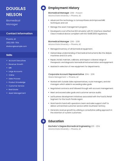 Biomedical Manager Resume